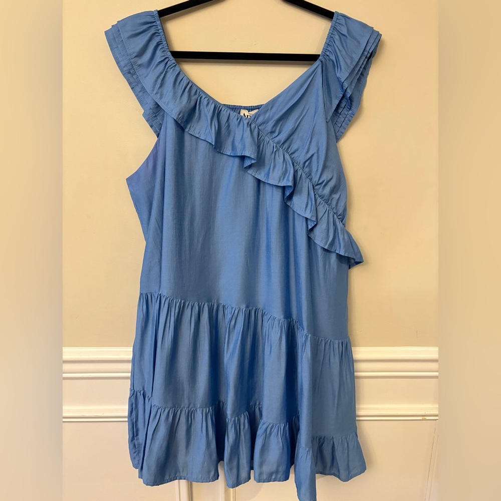 ARULA Blue Ruffled Mini Dress